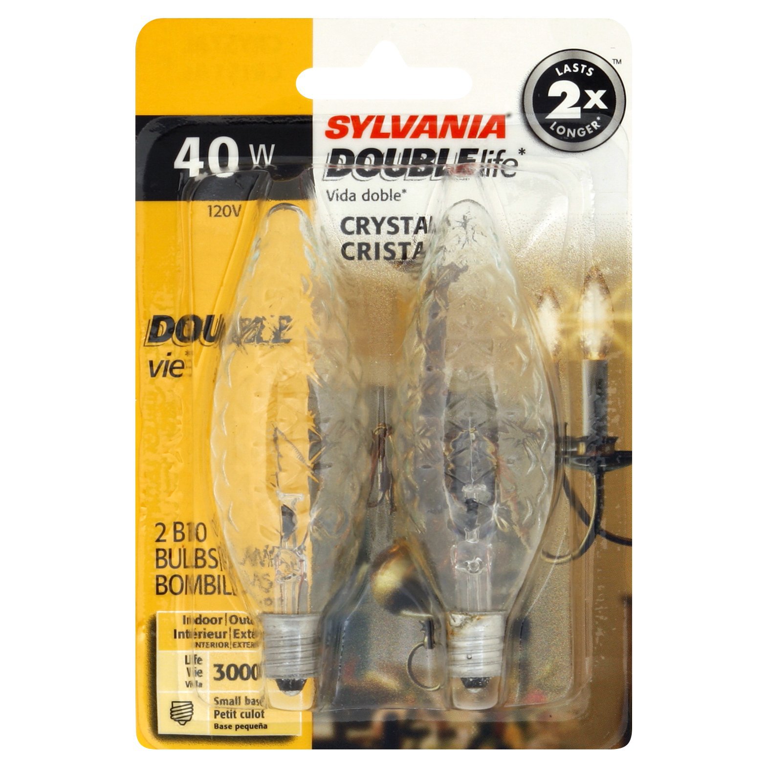 Sylvania Double Life B10 40Watt Indoor/Outdoor Crystal Light Bulbs