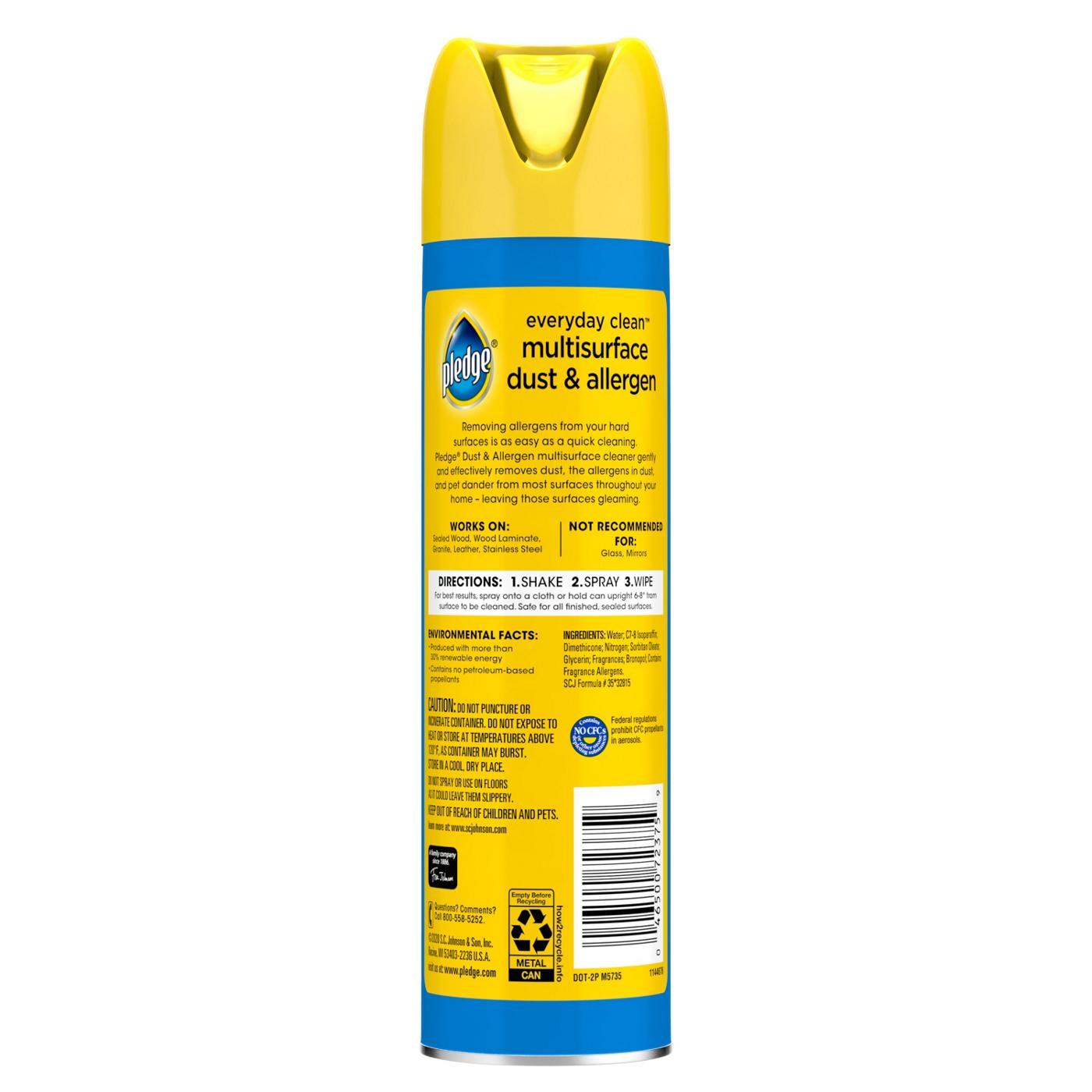 Pledge Pledge Dust & Allergen Multisurface Cleaner, Aerosol Spray, Lemon Scent, 9.7oz; image 5 of 6