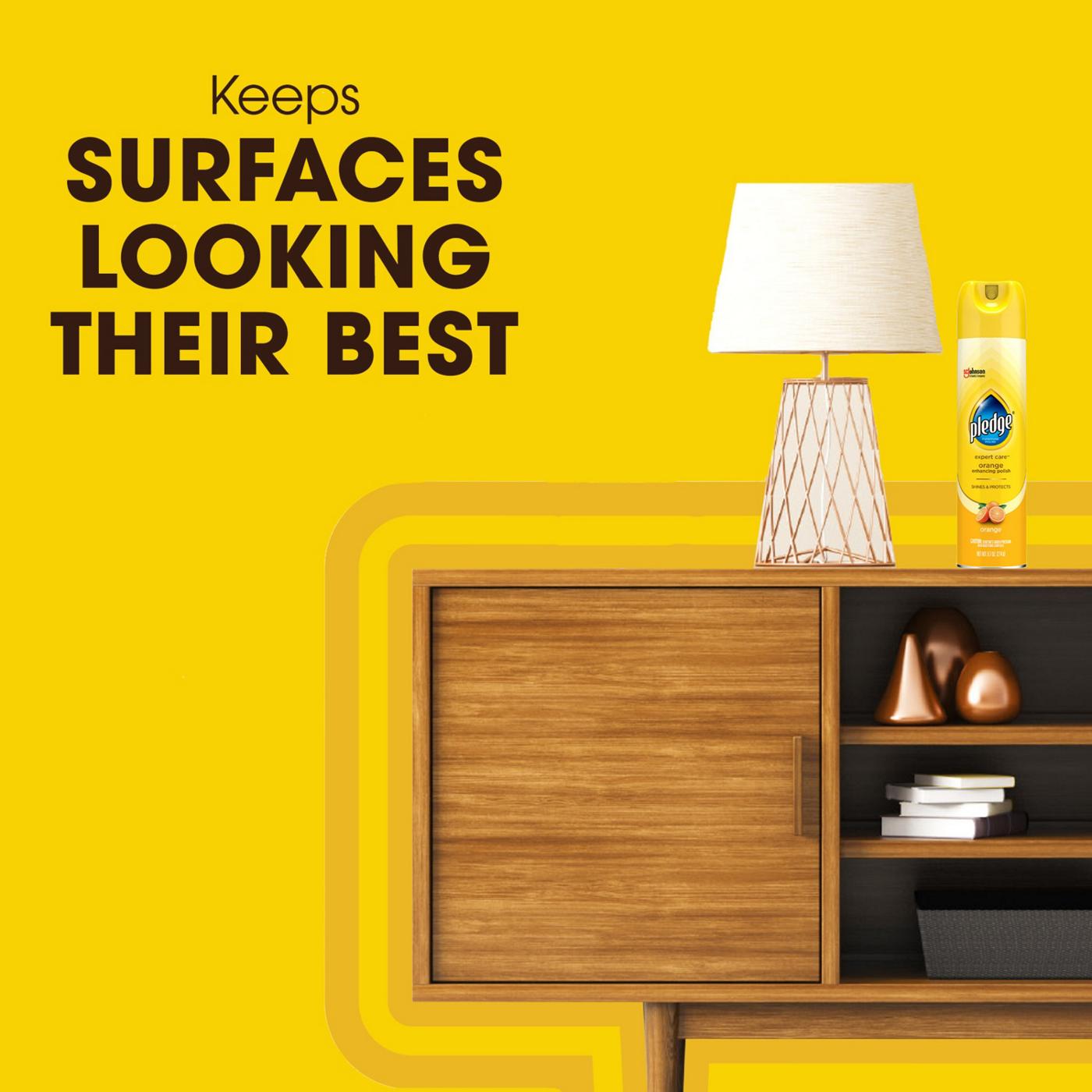 Pledge Pledge Enhancing Polish, Wood & Furniture Spray, Orange Scent, 9.7oz; image 2 of 3