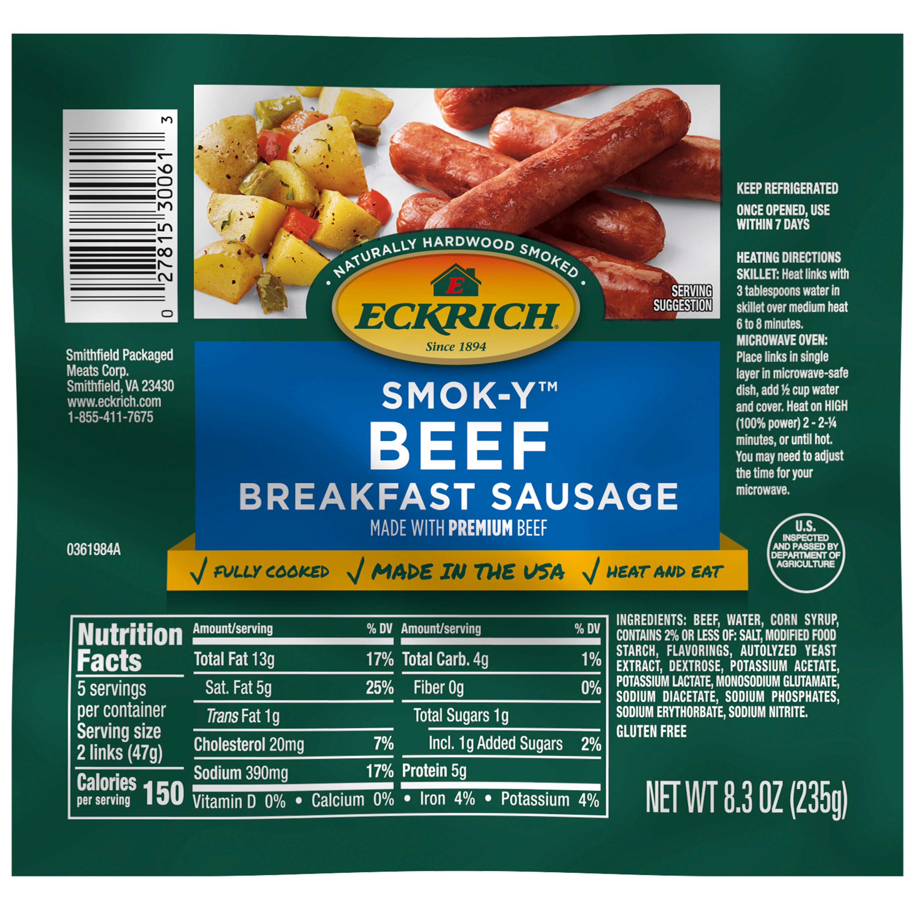 Eckrich SmokY Beef Breakfast Sausage Links Shop Sausage at HEB