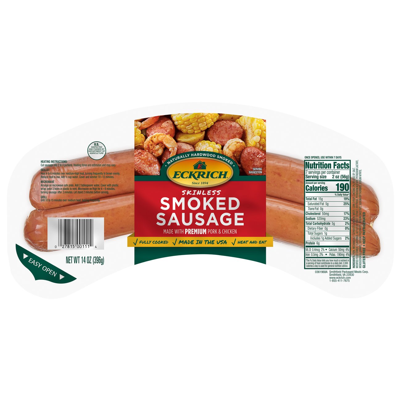 eckrich smoked sausage nutrition facts