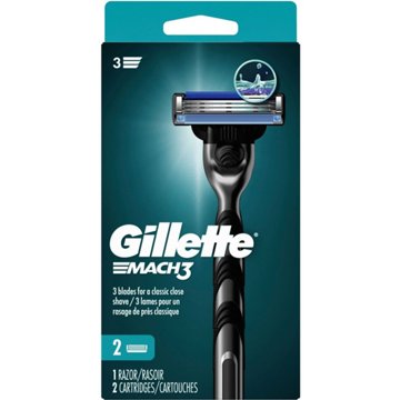 Gillette Mach3 Razor + 2 Blade Refills for Men