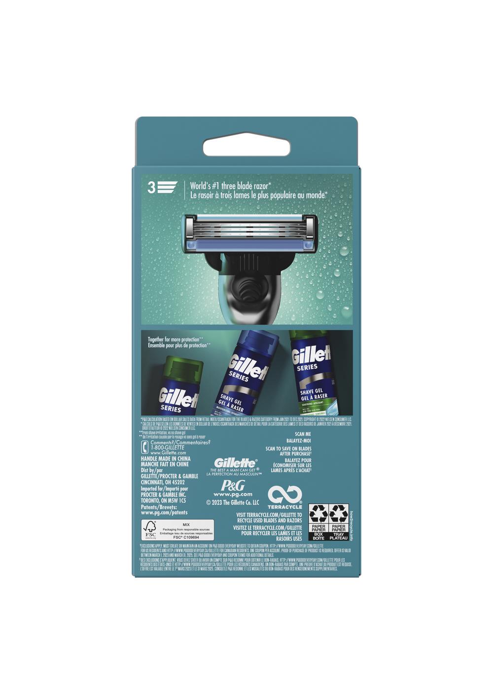 Gillette Mach3 Razor for Men + 2 Blade Refills; image 6 of 12