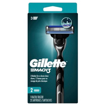Gillette Mach3 Razor + 2 Blade Refills for Men