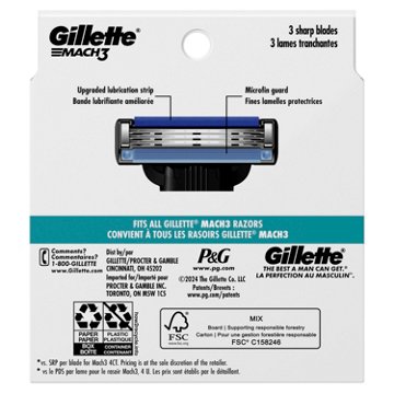Gillette Mach3 Razor Blade Cartridge Refills for Men