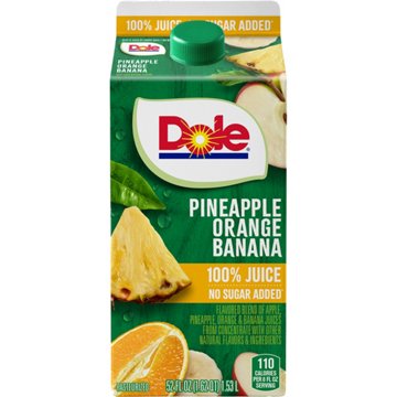 Dole 100% Pineapple Orange Banana Juice, 52 oz
