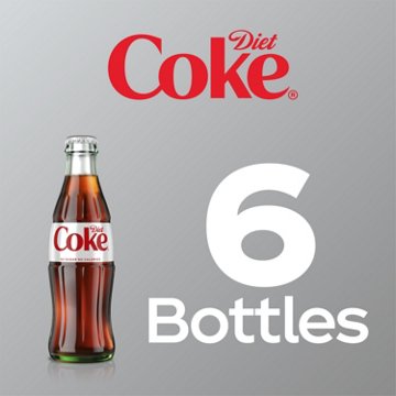 Diet Coke Soda Soft Drink 6 pk Glass Bottles