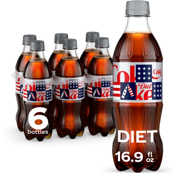 Diet Coke Soda Soft Drink 6 pk Bottles, 16.9 oz