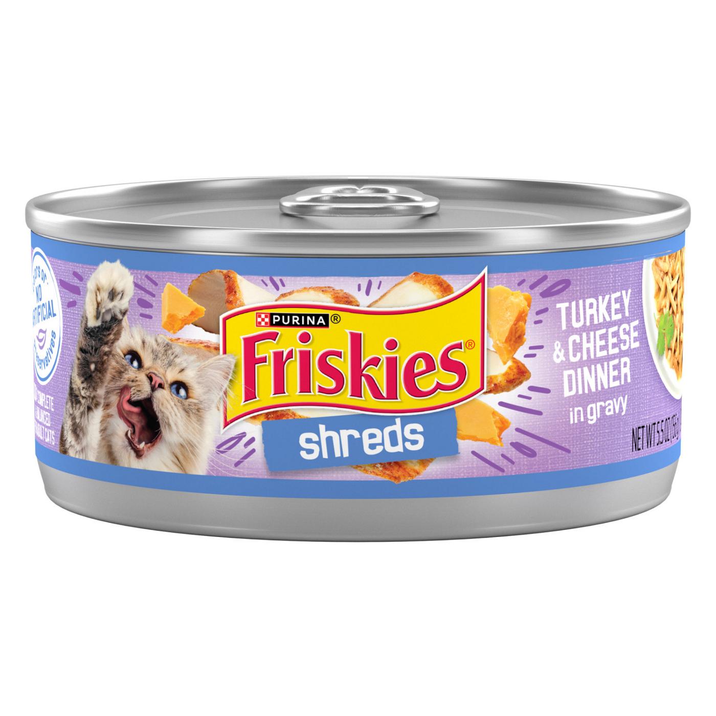Friskies Purina Friskies Gravy Wet Cat Food, Shreds Turkey & Cheese Dinner; image 1 of 9