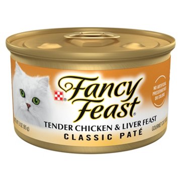 Fancy Feast Purina Tender Feast Classic Grain Free Wet Cat Food Pate - Chicken and Liver, 3 oz