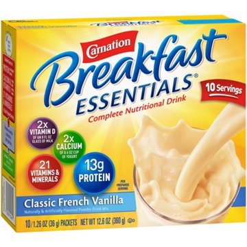 Carnation Breakfast Essentials Classic French Vanilla Complete Nutritional Drink, 10 ct