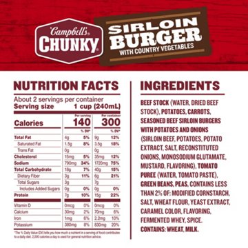 Campbell's Chunky Sirloin Burger with Country Vegetables Beef Soup