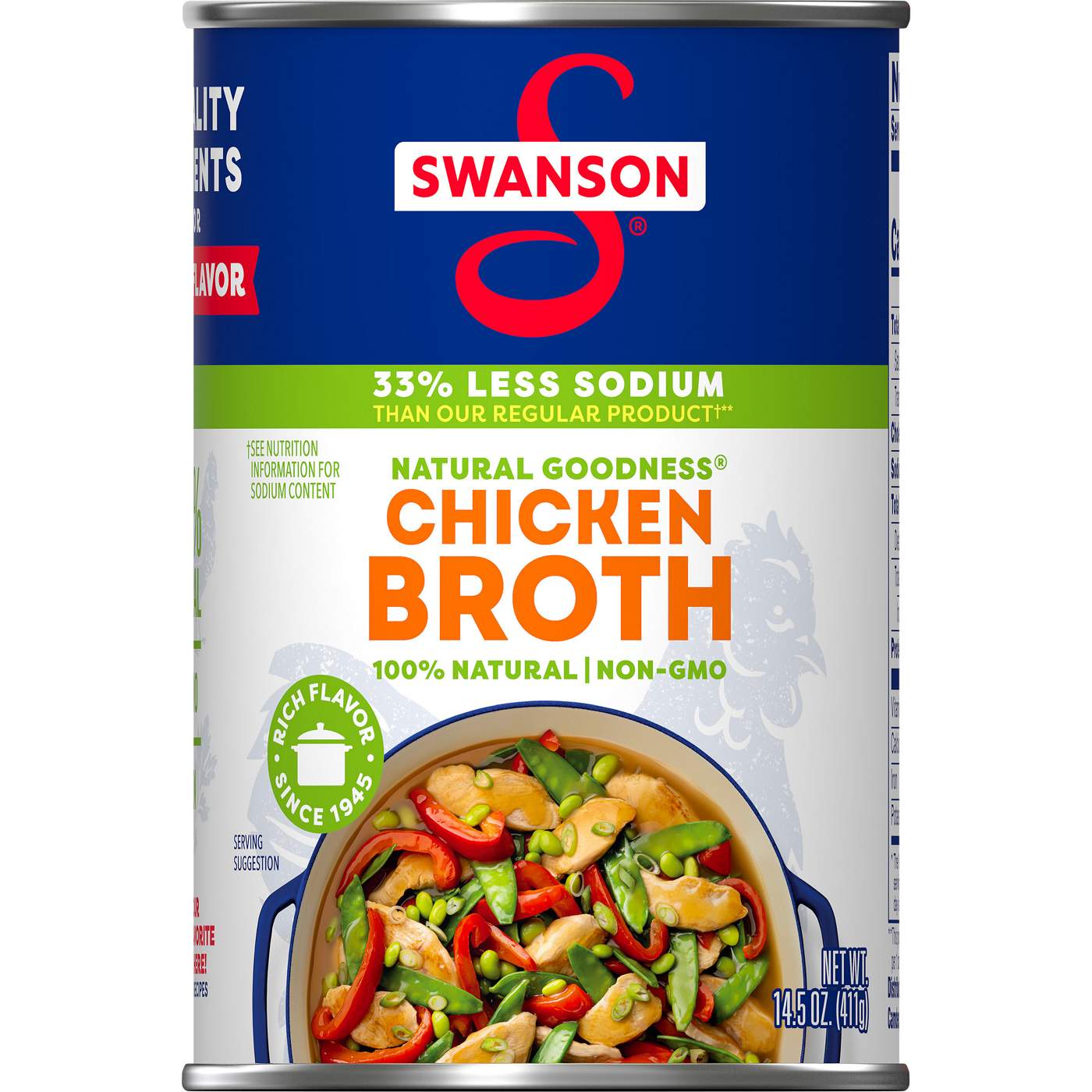 Swanson 100% Natural, 33% Less Sodium Chicken Broth; image 1 of 4