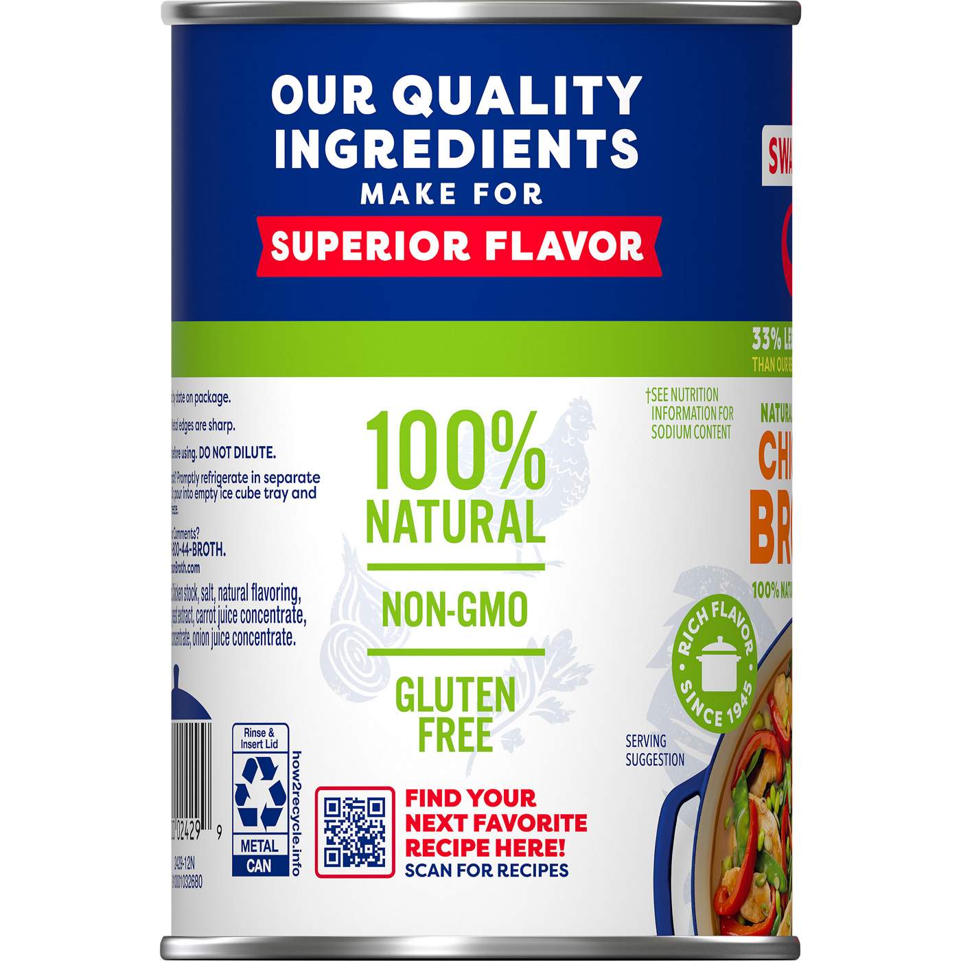 Swanson 100% Natural, 33% Less Sodium Chicken Broth; image 4 of 4