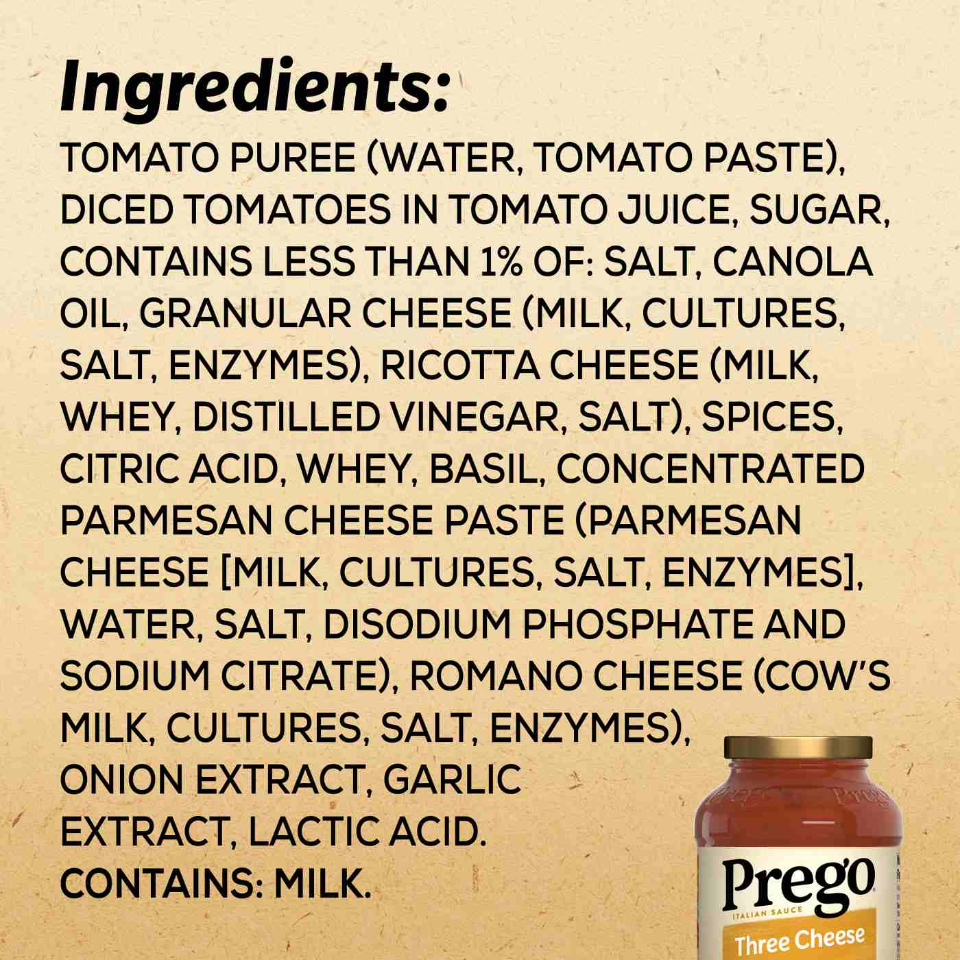 Prego Three Cheese Pasta Sauce; image 2 of 8