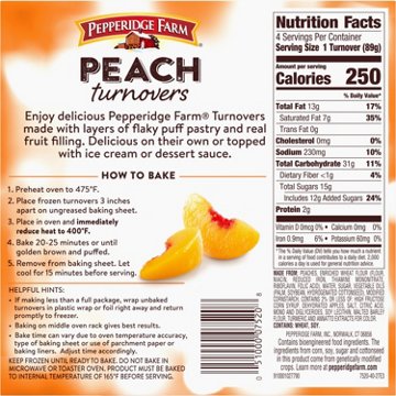 Pepperidge Farm Frozen Peach Turnovers Pastries, 4 ct