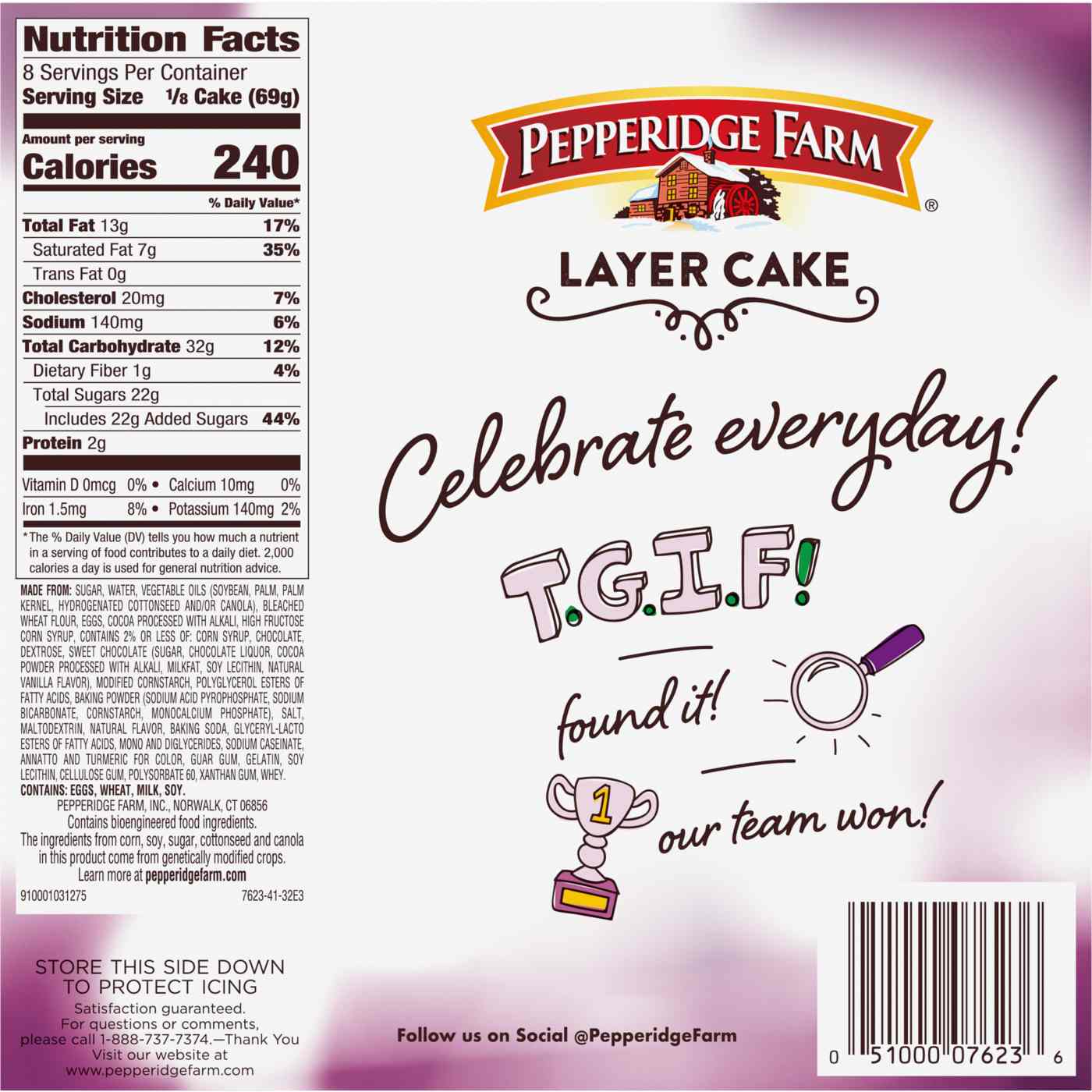 Pepperidge Farm Frozen Chocolate Fudge Layer Cake; image 4 of 6