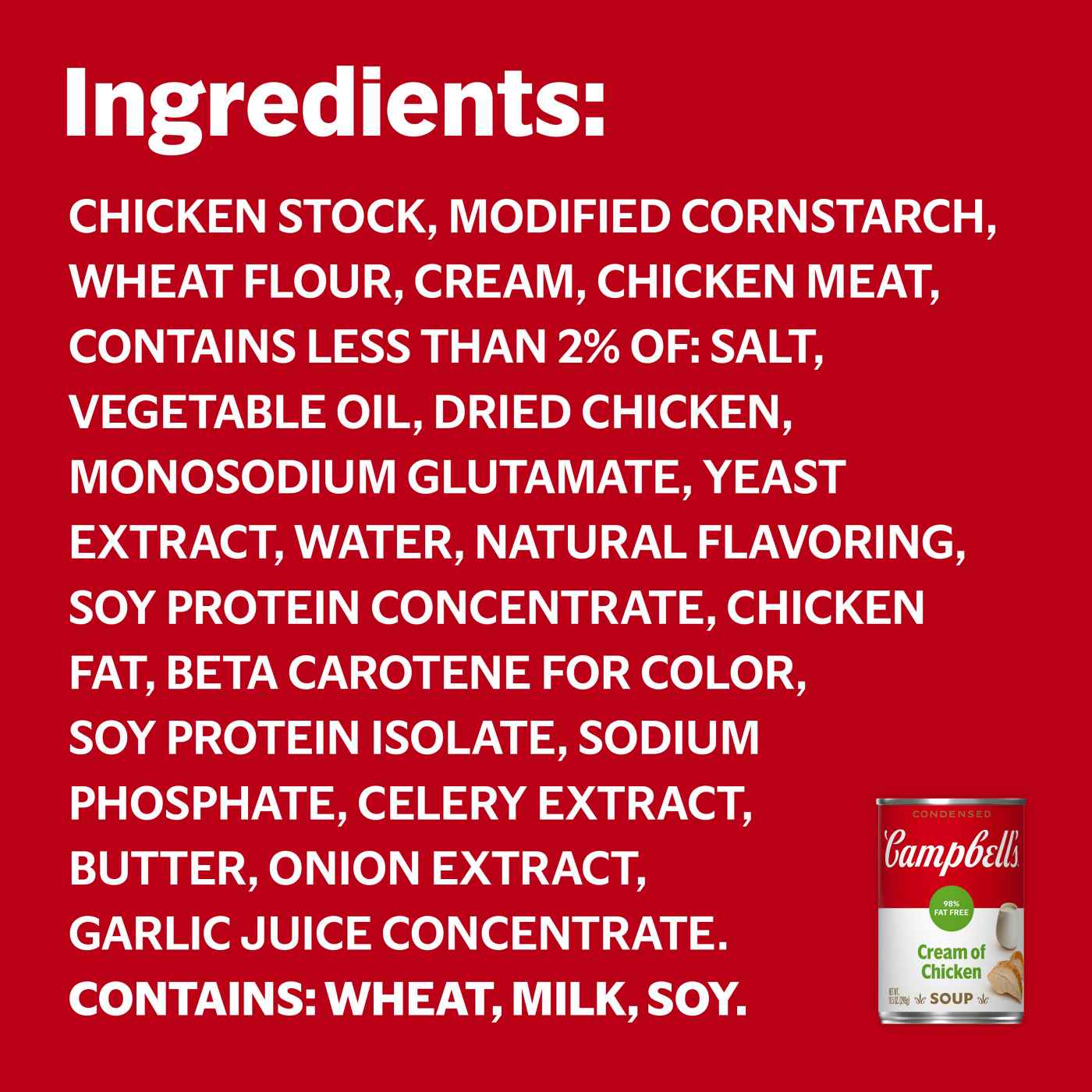 Campbell's Condensed 98% Fat Free Cream of Chicken Soup; image 9 of 9