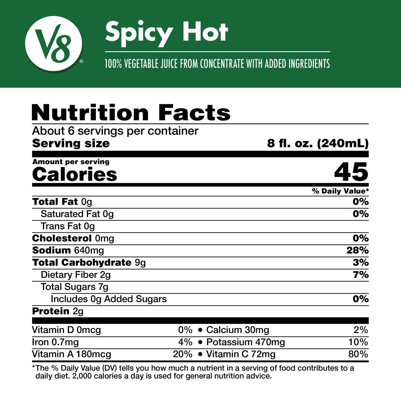 V8 Spicy Hot 100% Vegetable Juice; image 8 of 8