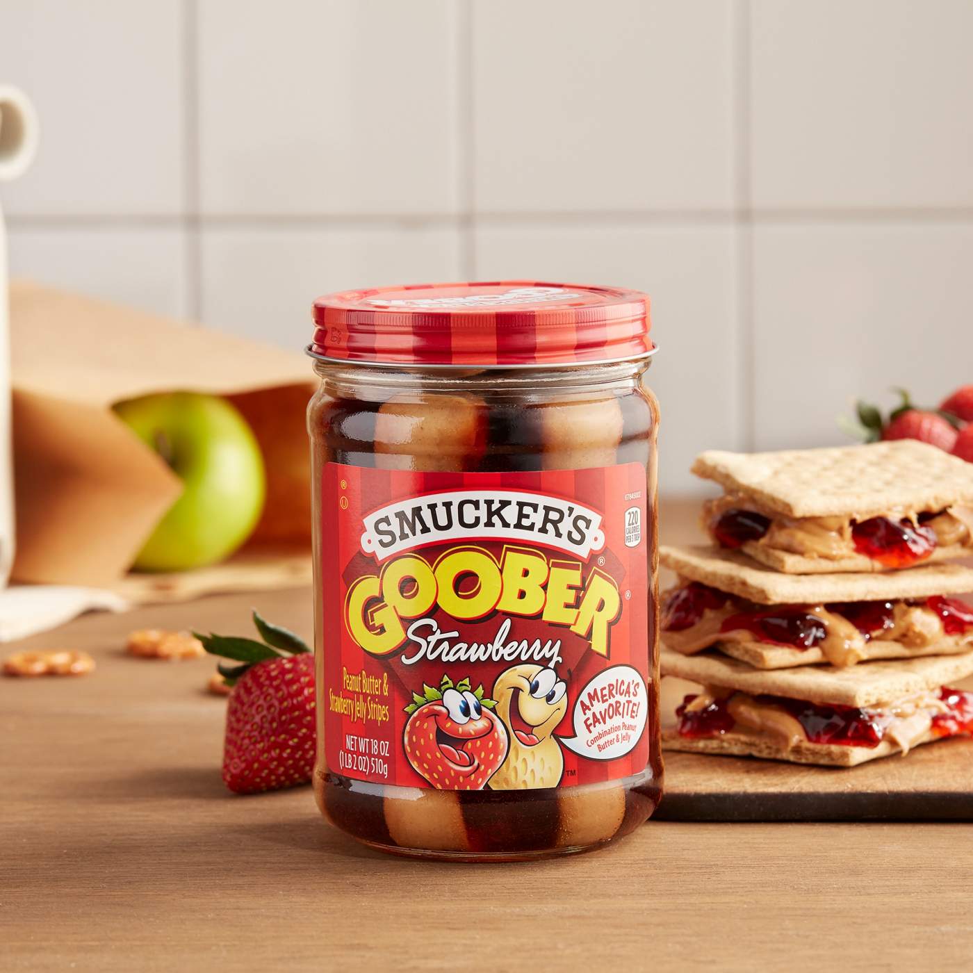 Smucker's Smucker's Goober Peanut Butter and Strawberry Jelly Stripes, 18 Ounces; image 4 of 4