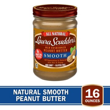 Laura Scudder's Old Fashioned All Natural Smooth Peanut Butter, 16 oz