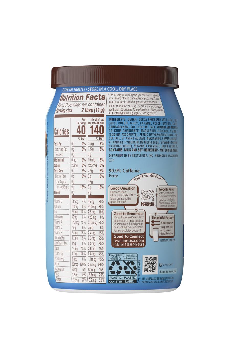 Ovaltine Rich Chocolate Drink Mix; image 3 of 12