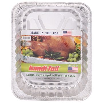 Handi-Foil Large Rectangular Rack Roaster Foil Pan, 16.6" x 11.8" x 2.625"