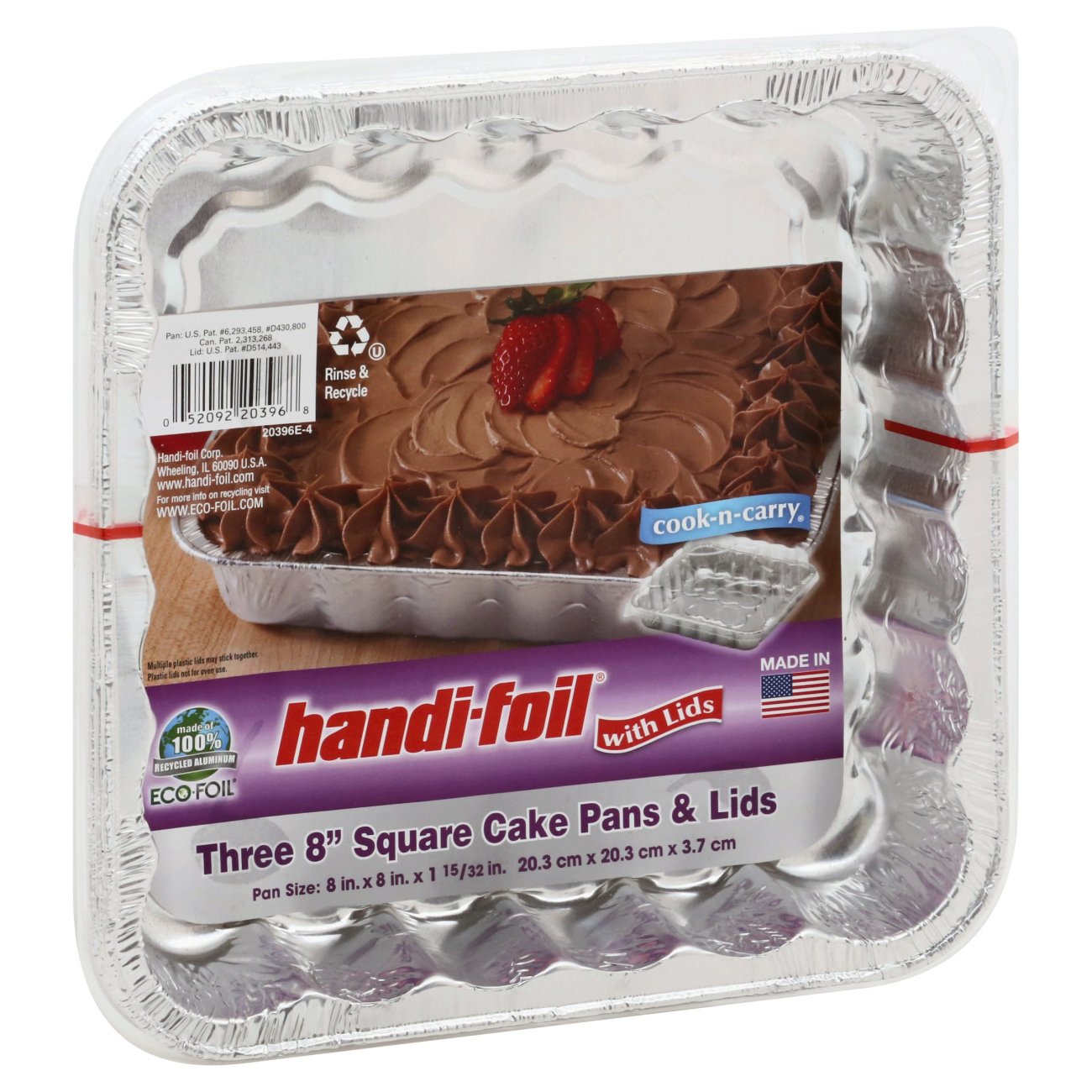 Handi-foil® Cook-n-Carry® Square Cake Pans & Lids - 6 Pack - Silver, 6 pk /  8 x 8 in - Fry's Food Stores