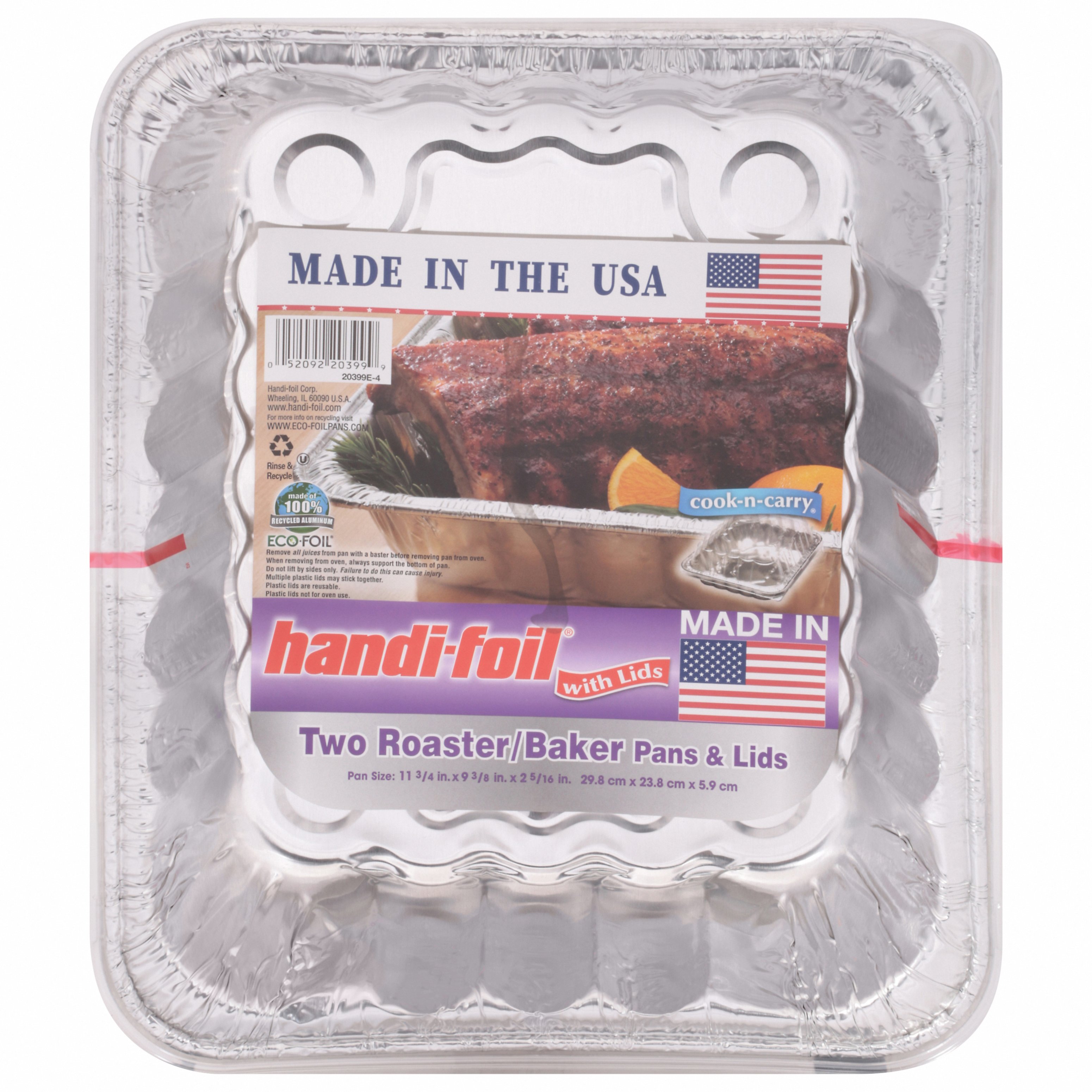 Handi-foil® Cook-n-Carry Roaster/Baker Pans & Lids - Silver, 4 pk