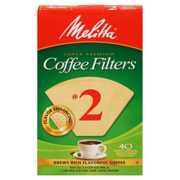 Melitta Natural Brown No. 2 Cone Coffee Filters, 40 ct