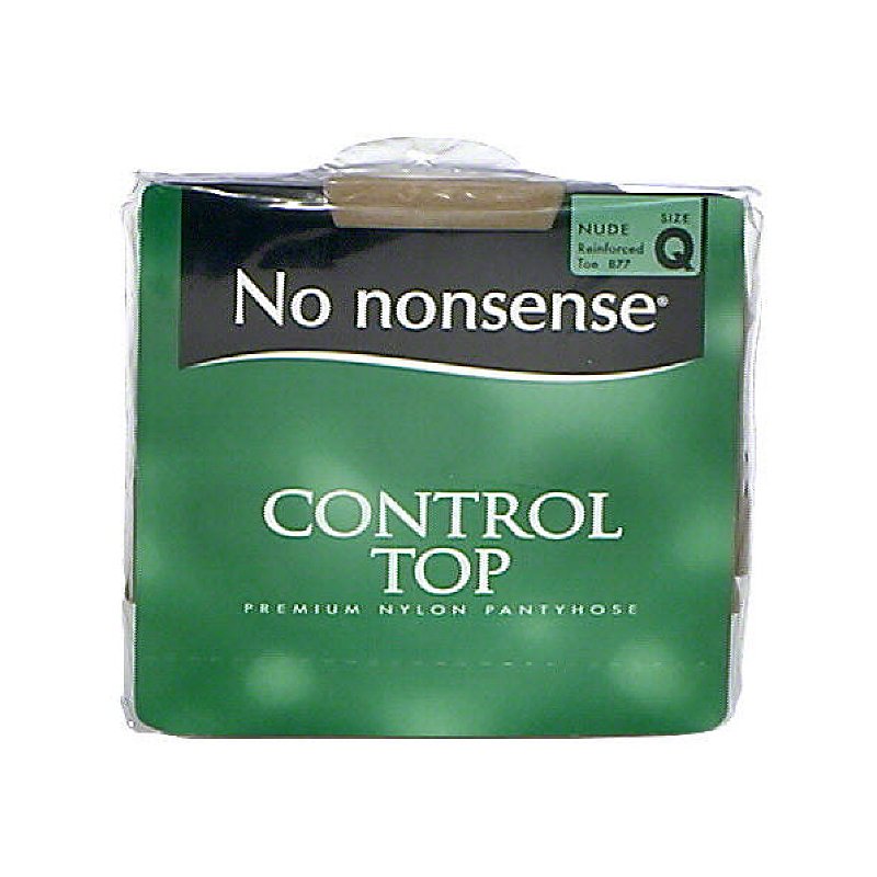No Nonsense Control Top Pantyhose Reinforced Toe Nude Size Q