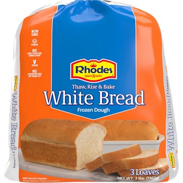 Rhodes White Bread Frozen Dough Loaves, 3 ct