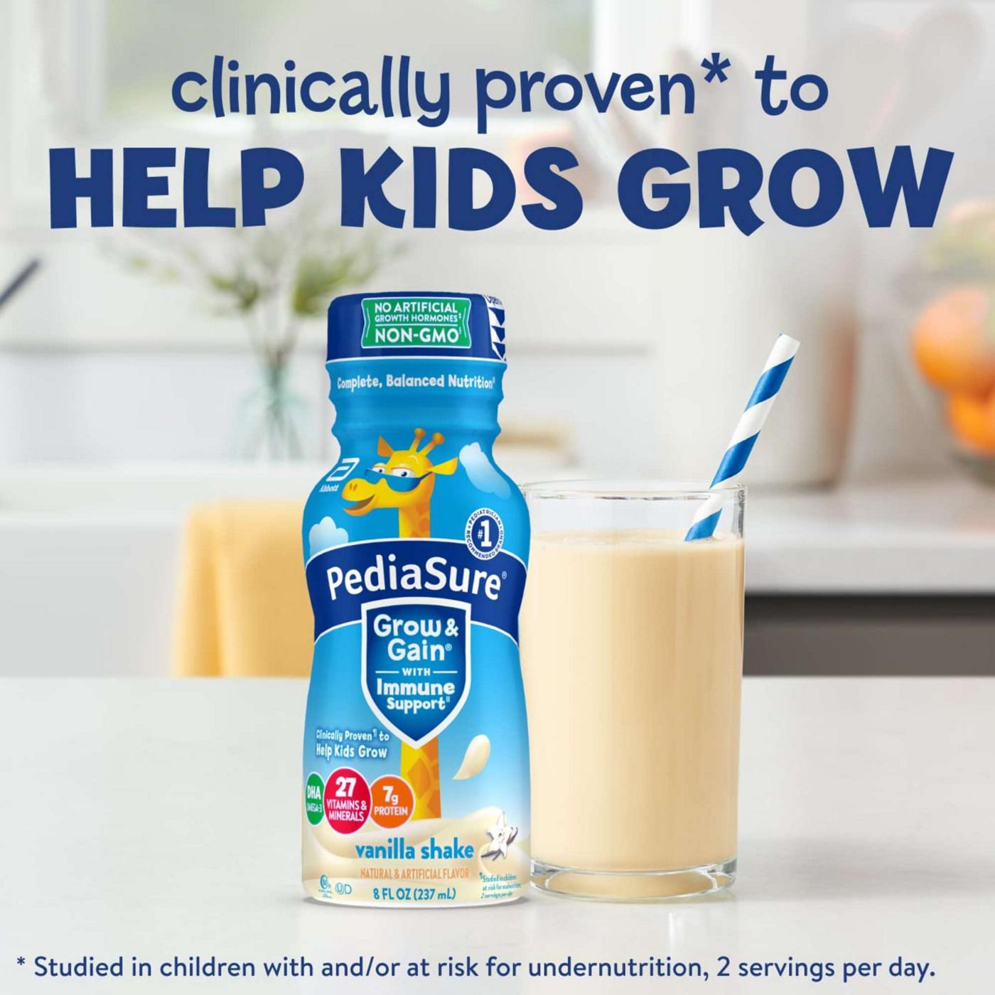 PediaSure Grow & Gain with Immune Support 7g Protein Shake for Kids - Vanilla, 8 oz Bottles; image 10 of 11