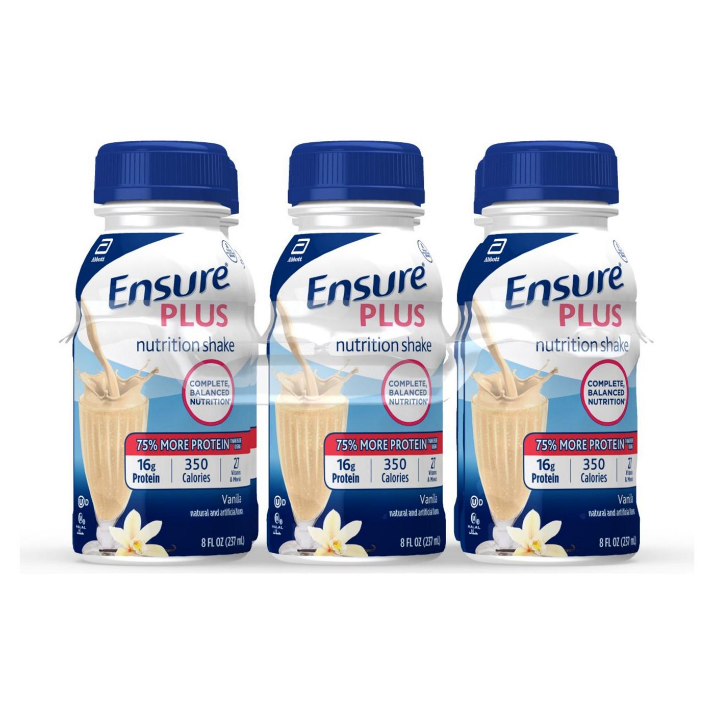 Ensure Plus Nutrition Shake Vanilla Ready-to-Drink 8 fl oz Bottles; image 1 of 11