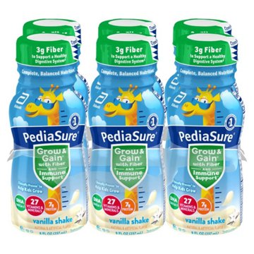 PediaSure Grow & Gain with Fiber Nutrtional Shake for Kids - Vanilla, 8 oz Bottles, 6 pk