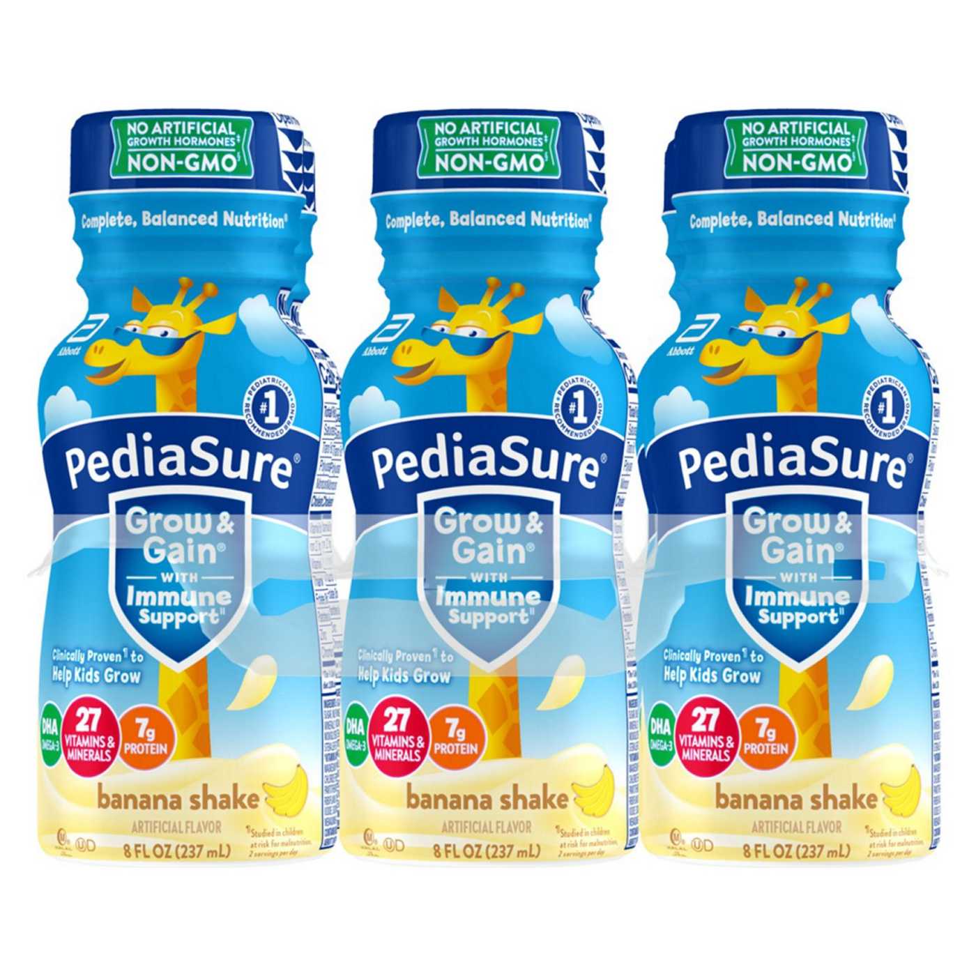 PediaSure Grow & Gain with Immune Support 7g Protein Shake for Kids - Banana, 8 oz Bottles; image 1 of 11