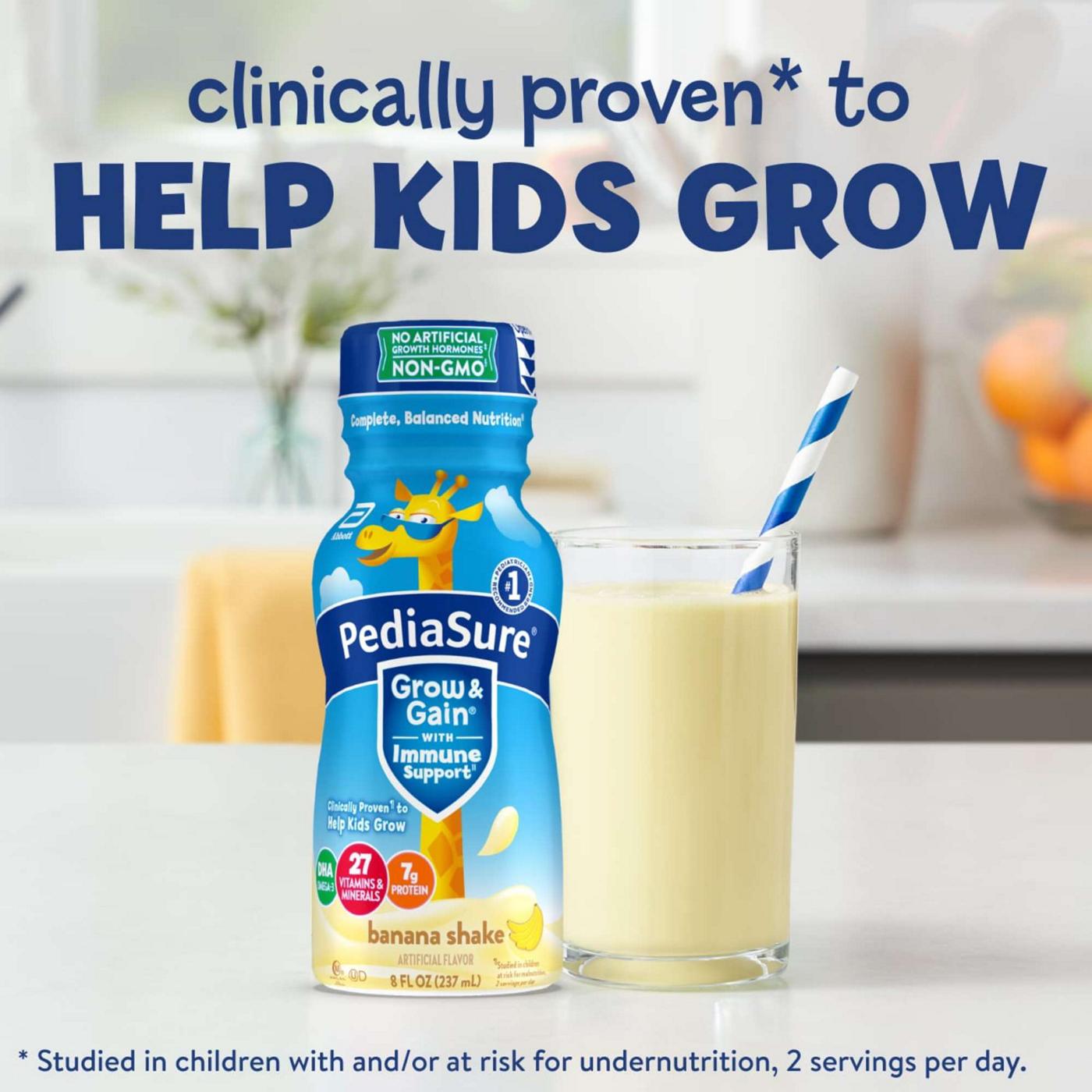 PediaSure Grow & Gain with Immune Support 7g Protein Shake for Kids - Banana, 8 oz Bottles; image 2 of 11