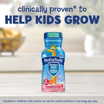 PediaSure Grow & Gain with Immune Support 7g Protein Shake for Kids - Strawberry, 8 oz Bottles, 6 pk