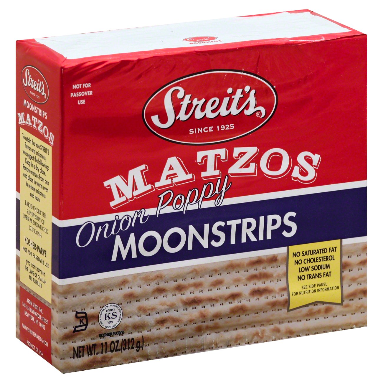 Streit's Onion Poppy Moonstrips Matzos Shop Crackers & Breadsticks at