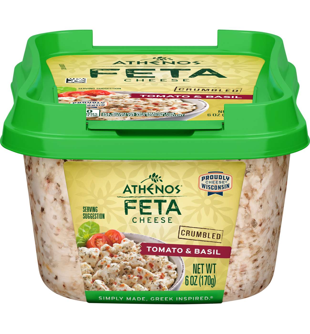 Athenos Feta Cheese Crumbles - Tomato & Basil; image 1 of 6