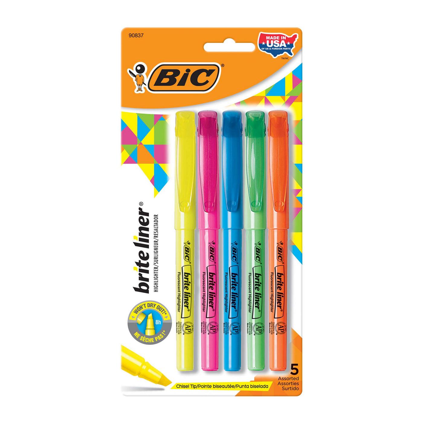 BIC Brite Liner Chisel Tip Highlighters - Assorted Colors - Shop  Highlighters & Dry-Erase at H-E-B
