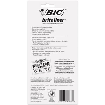 BIC Brite Liner Chisel Tip Highlighters - Assorted Ink, 5 pk