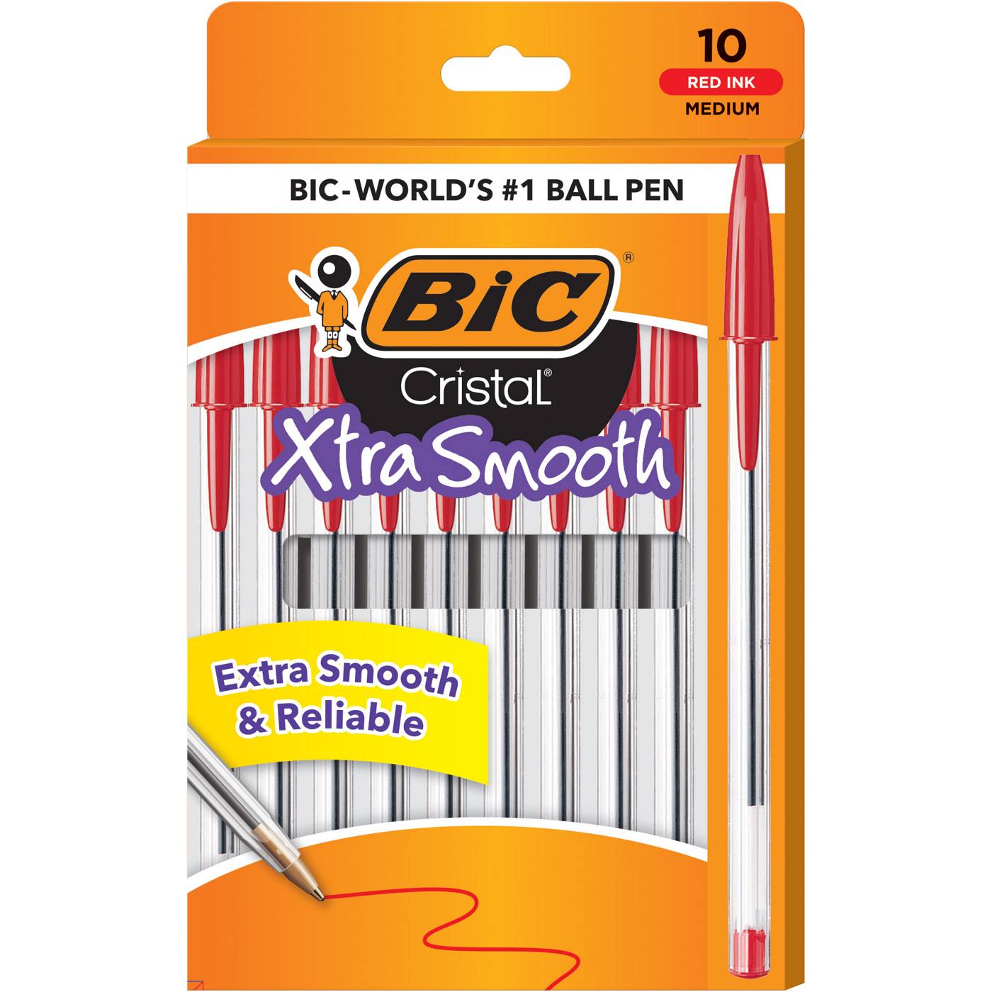 BIC Cristal Xtra Smooth 1.0mm Ball Pens - Red Ink; image 1 of 2