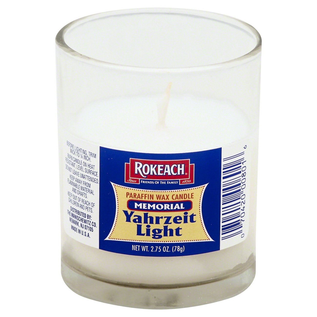 Rokeach Kosher Memorial Paraffin Wax Candle Shop Candles at HEB