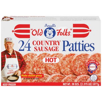 Purnell's Old Folks Hot Country Sausage Patties, 24 ct