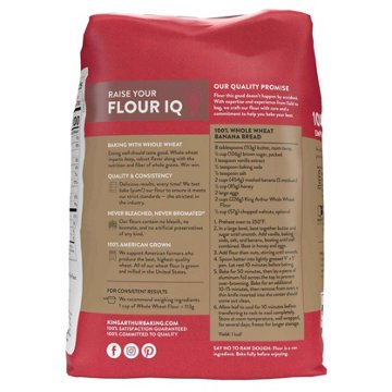 King Arthur 100% Whole Grain Whole Wheat Flour, 5 lbs