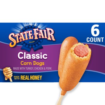 State Fair Frozen Fully Cooked Classic Corn Dogs with Honey Sweetened Batter, 6 ct
