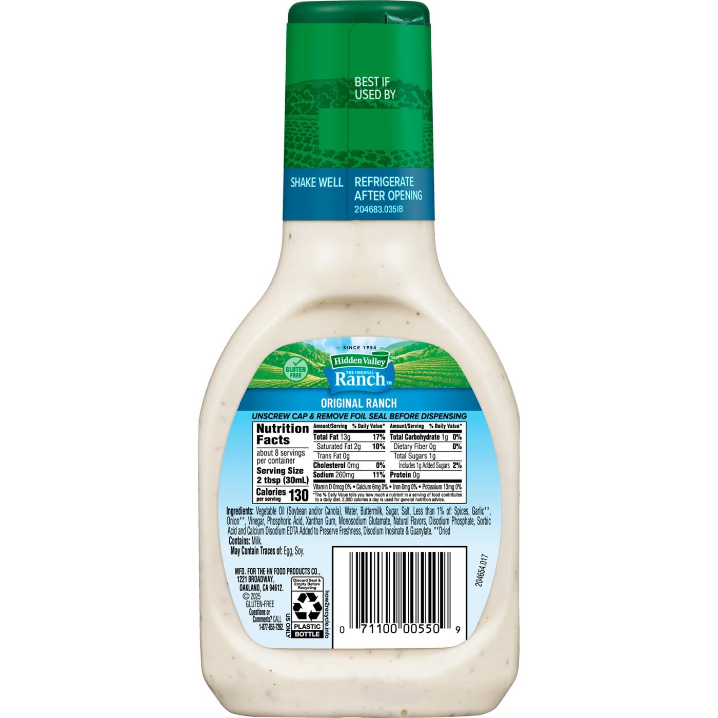 Hidden Valley Original Ranch Salad Dressing and Topping Bottle; image 6 of 8