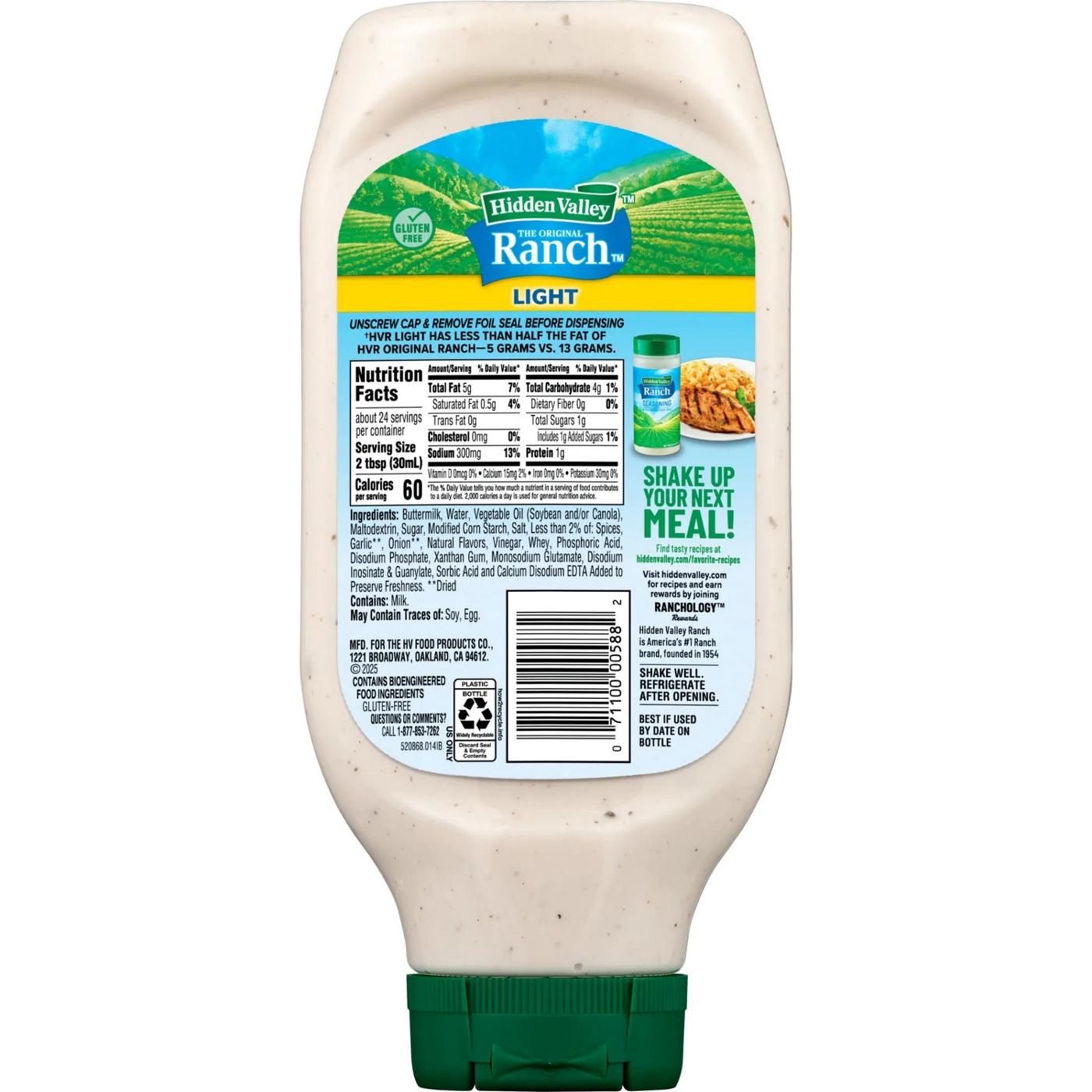 Hidden Valley Light Ranch Condiment and Dressing, Easy Squeeze Bottle; image 2 of 5