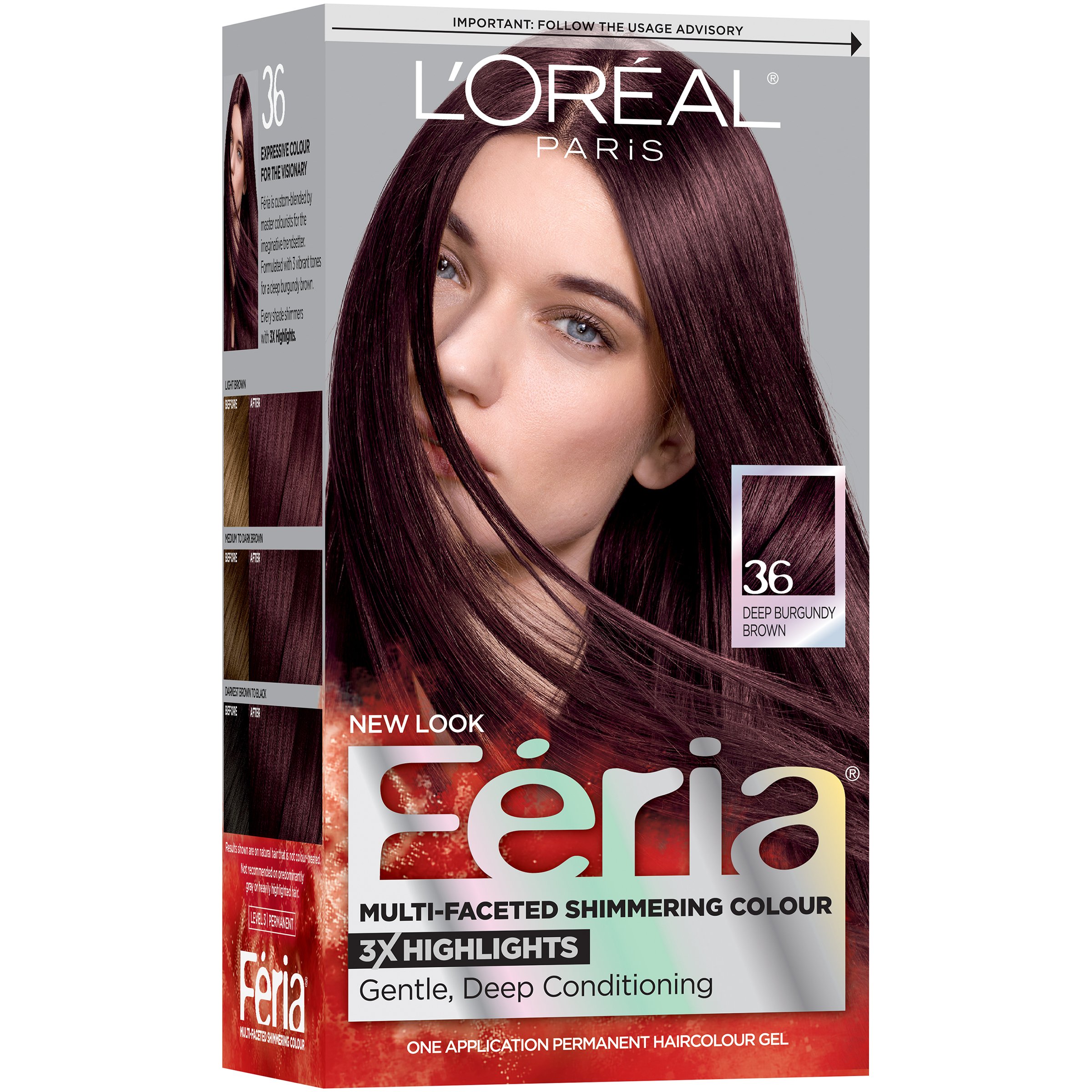 L'Oréal Paris Feria Multi-Faceted Permanent Hair Color - 36 Deep Burgundy  Brown - Shop Hair Care At H-E-B